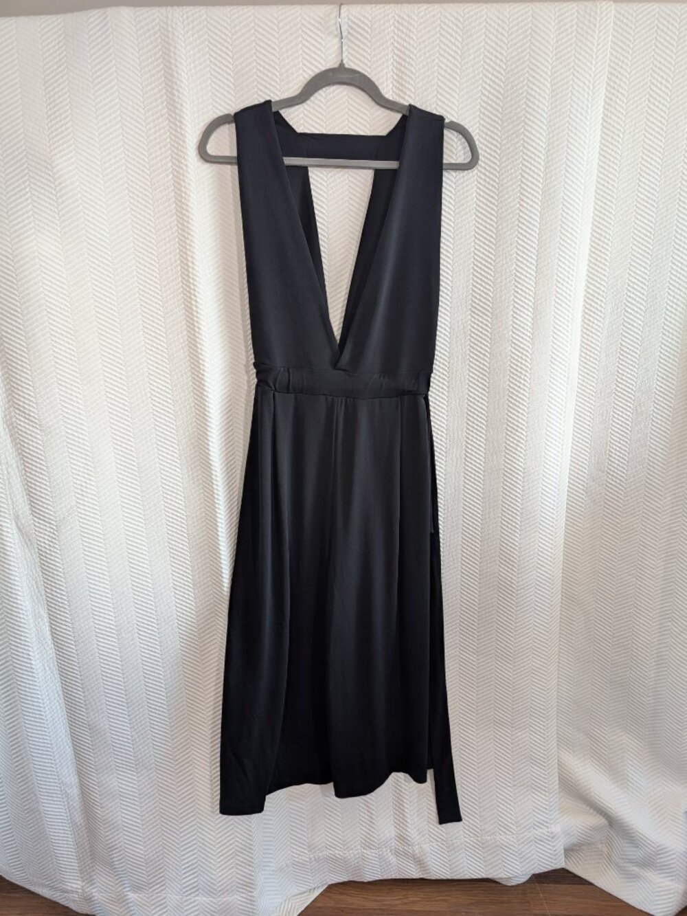 Oak + Fort Black Jumpsuit Deep V Plunge Wide Leg Crop Stretchy Size XS NWT Party